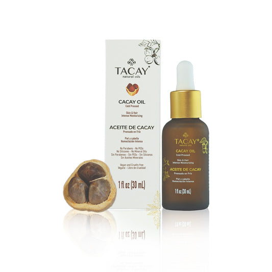 Cold-pressed unrefined Tacay Cacay Oil in its dark glass bottle